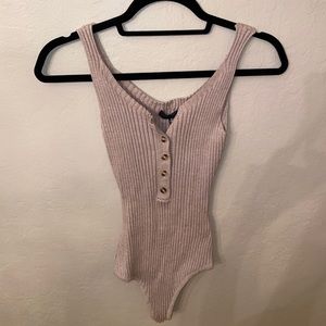 NWT Missguided oatmeal knit bodysuit (Size US 4)